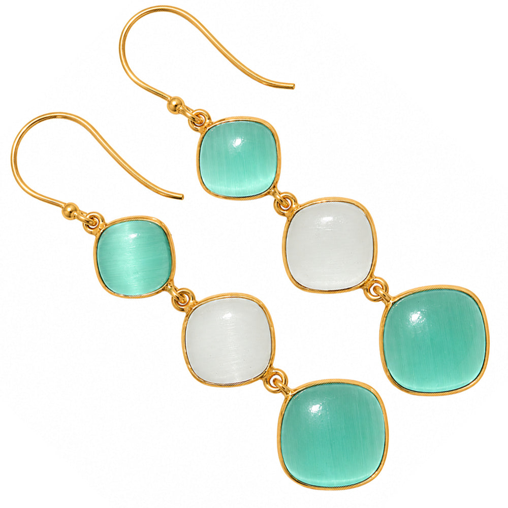 Green Selenite and White Selenite Earrings EM-1007 TE01199