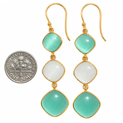 Green Selenite and White Selenite Earrings EM-1007 TE01199