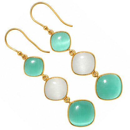 Green Selenite and White Selenite Earrings EM-1007 TE01200