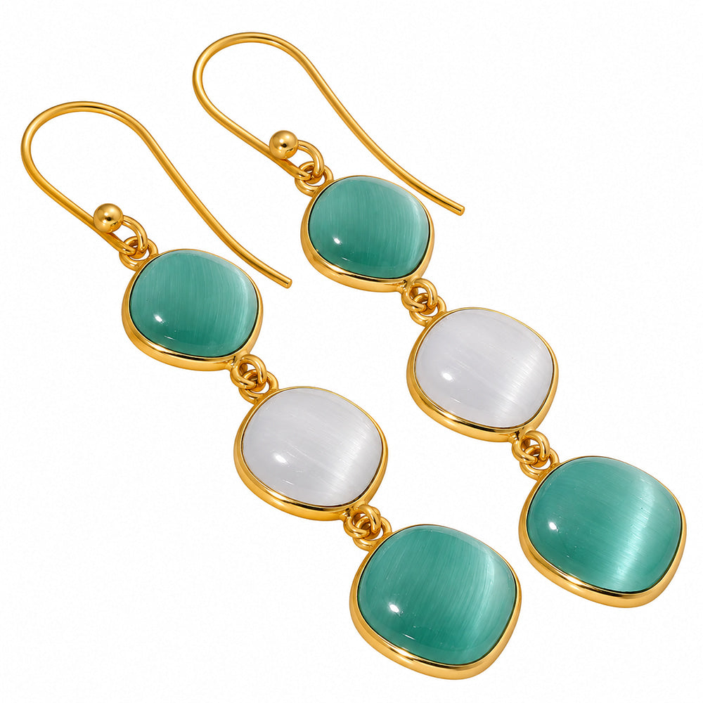Green Selenite and White Selenite Earrings EM-1007 TE01200