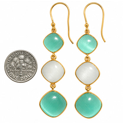 Green Selenite and White Selenite Earrings EM-1007 TE01200