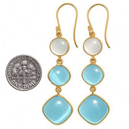 Blue Selenite and White Selenite Earrings EM-1007 TE01203