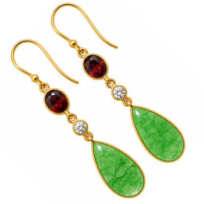 Dragon Vein Agate and Garnet & Zircon Earrings EM-1007 TE01215