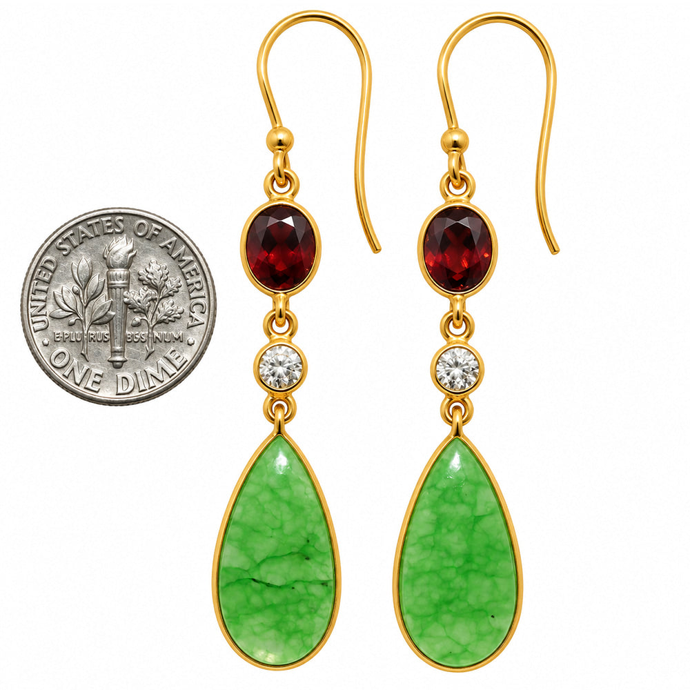 Dragon Vein Agate and Garnet & Zircon Earrings EM-1007 TE01215