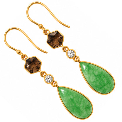Dragon Vein Agate and Smoky Quartz & Zircon Earrings EM-1007 TE01216