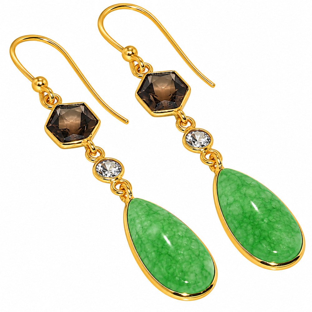 Dragon Vein Agate and Smoky Quartz & Zircon Earrings EM-1007 TE01216