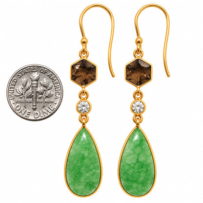 Dragon Vein Agate and Smoky Quartz & Zircon Earrings EM-1007 TE01216
