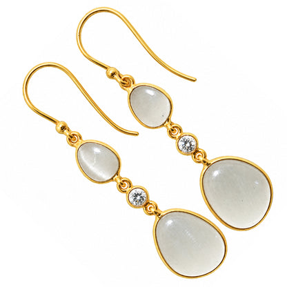 White Selenite and Zircon Earrings EM-1007 TE01221
