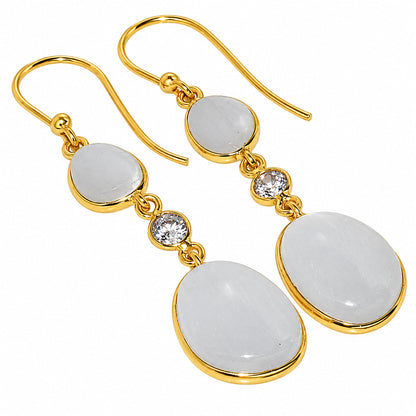 White Selenite and Zircon Earrings EM-1007 TE01221