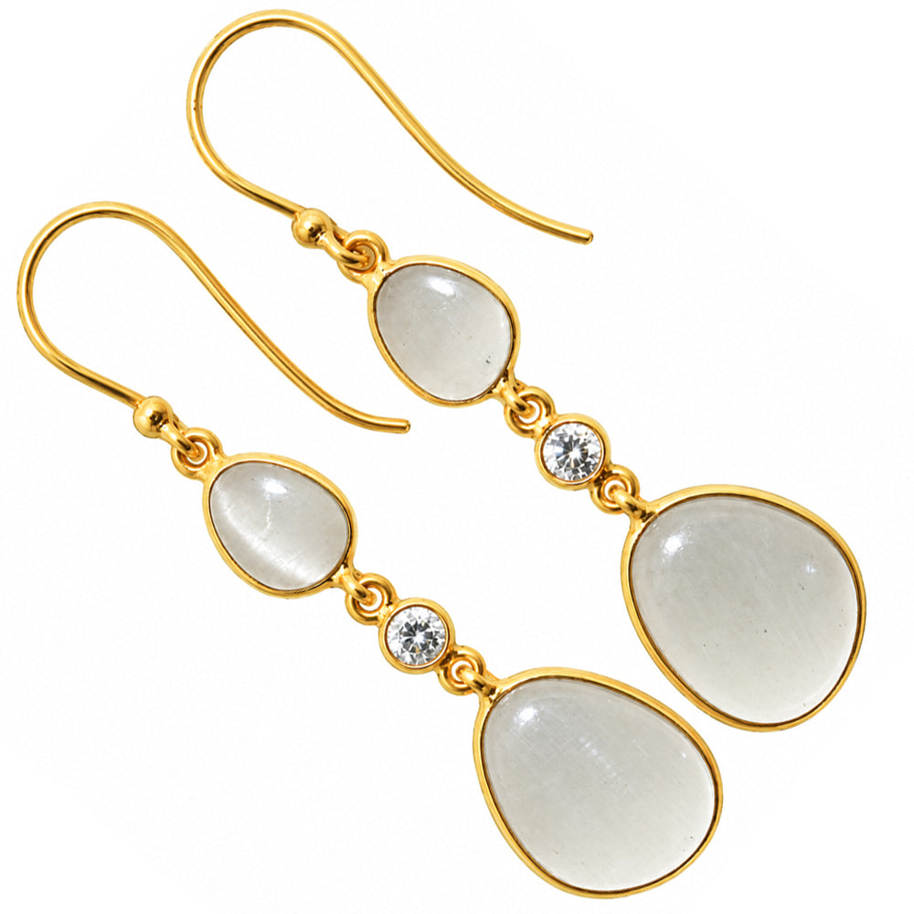 White Selenite and Zircon Earrings EM-1007 TE01222