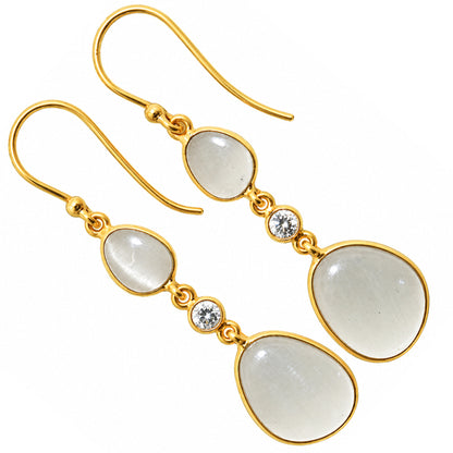 White Selenite and Zircon Earrings EM-1007 TE01222