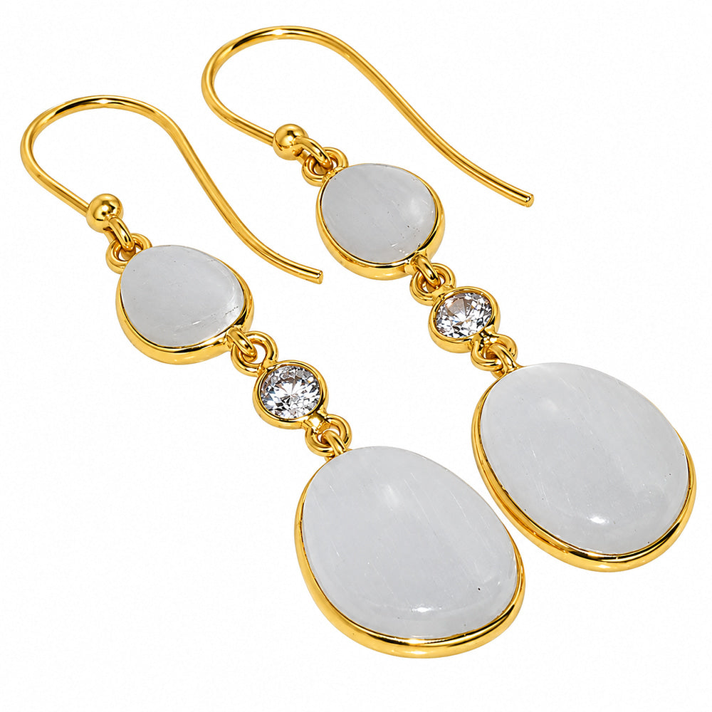 White Selenite and Zircon Earrings EM-1007 TE01222