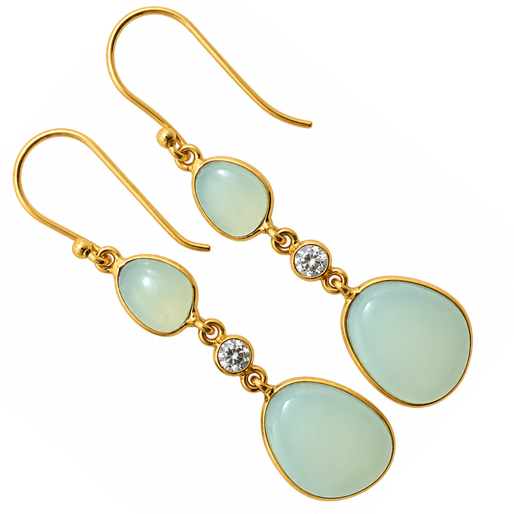 Aqua Chalcedony and Zircon Earrings EM-1007 TE01223