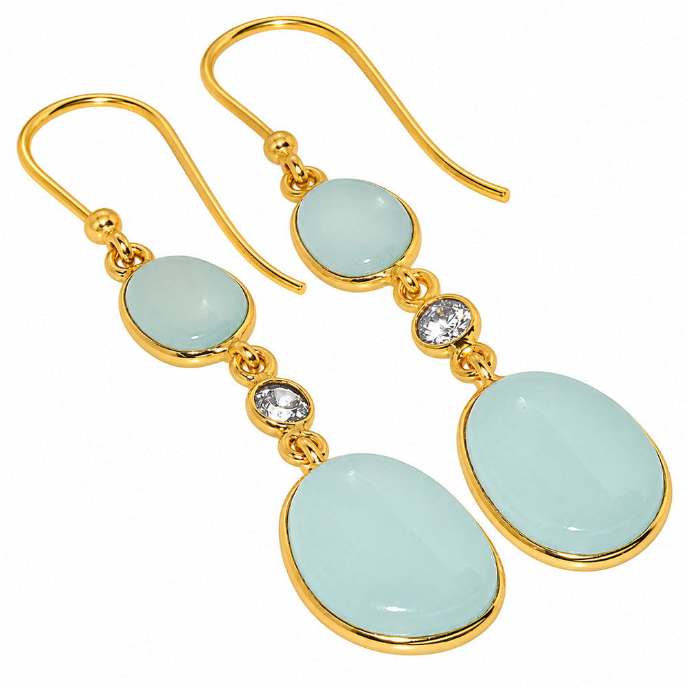 Aqua Chalcedony and Zircon Earrings EM-1007 TE01223