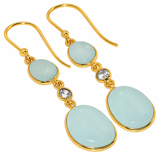 Aqua Chalcedony and Zircon Earrings EM-1007 TE01223