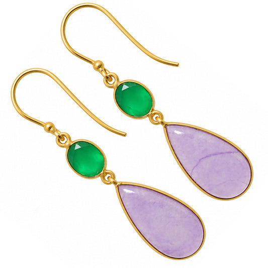 Dragon Vein Agate and Green Onyx Earrings EM-1002 TE01227