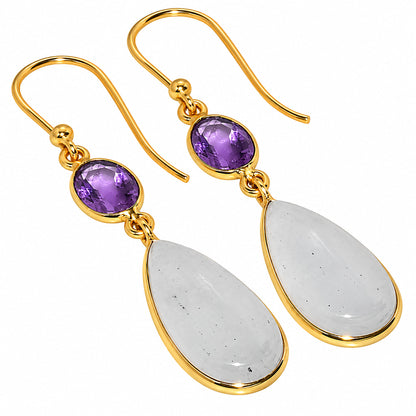 White Selenite and Amethyst Earrings EM-1002 TE01228