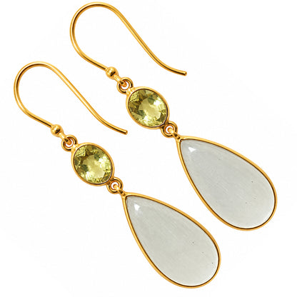 White Selenite and Lemon Quartz Earrings EM-1002 TE01229