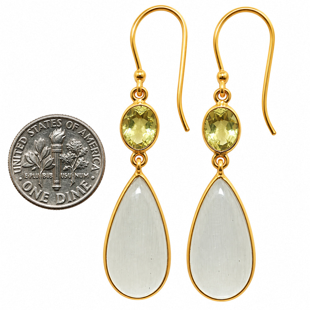 White Selenite and Lemon Quartz Earrings EM-1002 TE01229