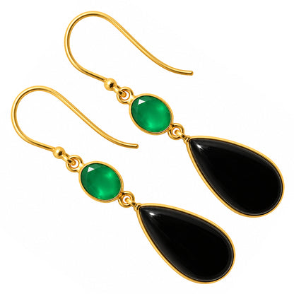 Black Onyx and Green Onyx Earrings EM-1002 TE01230