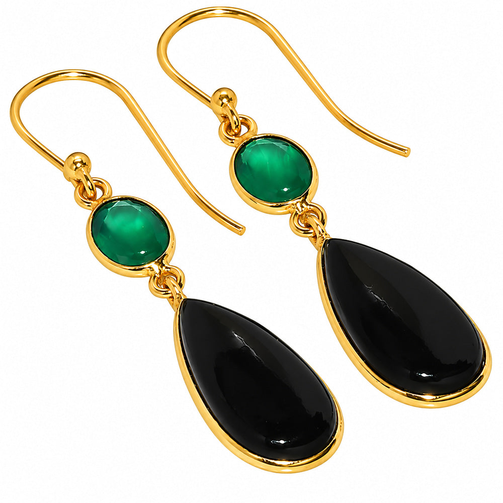 Black Onyx and Green Onyx Earrings EM-1002 TE01230