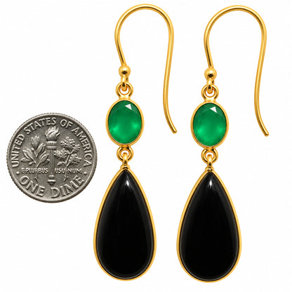 Black Onyx and Green Onyx Earrings EM-1002 TE01230