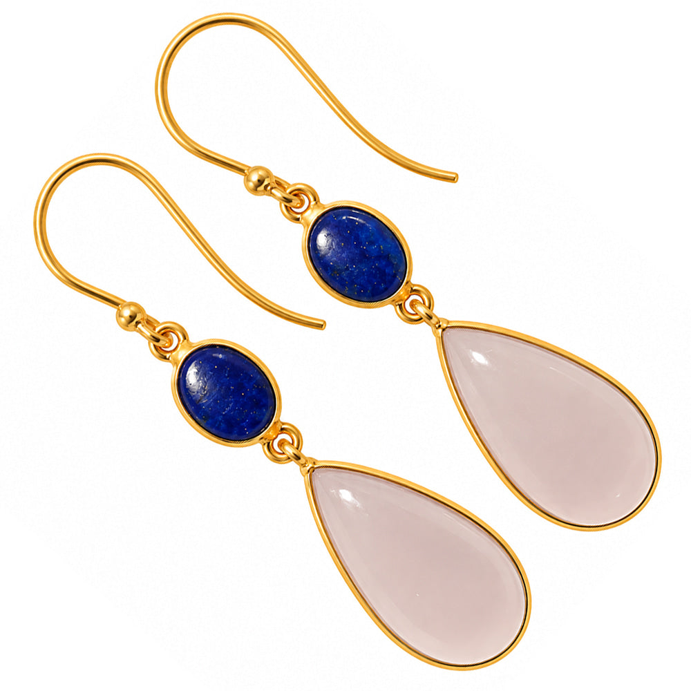 Milky Chalcedony and Lapis Lazuli Earrings EM-1002 TE01236