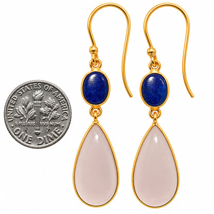 Milky Chalcedony and Lapis Lazuli Earrings EM-1002 TE01236