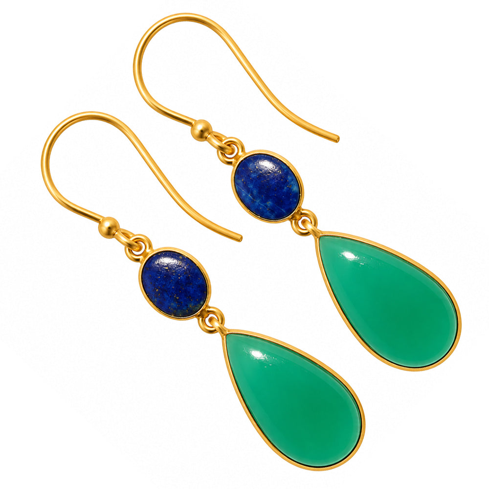 Green Onyx and Lapis Lazuli Earrings EM-1002 TE01239