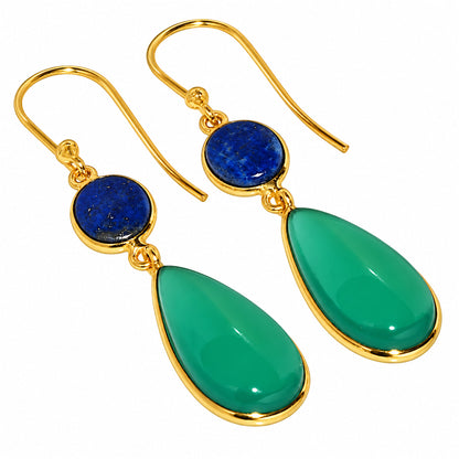 Green Onyx and Lapis Lazuli Earrings EM-1002 TE01239