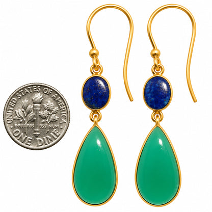 Green Onyx and Lapis Lazuli Earrings EM-1002 TE01239