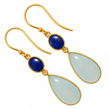 Aqua Chalcedony and Lapis Lazuli Earrings EM-1002 TE01240