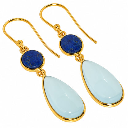 Aqua Chalcedony and Lapis Lazuli Earrings EM-1002 TE01240