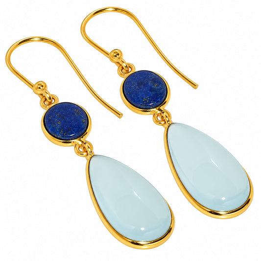 Aqua Chalcedony and Lapis Lazuli Earrings EM-1002 TE01240