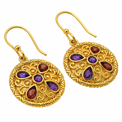 African Amethyst and Garnet Earrings EM-1305 TE01241