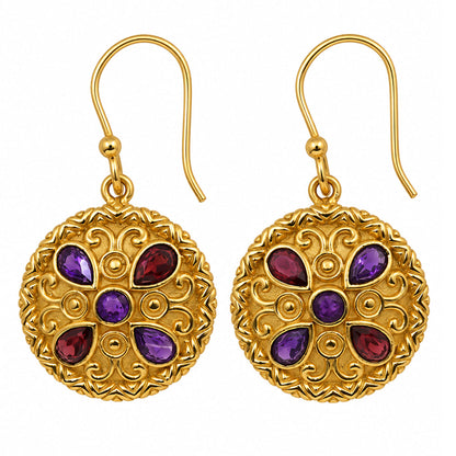 African Amethyst and Garnet Earrings EM-1305 TE01241