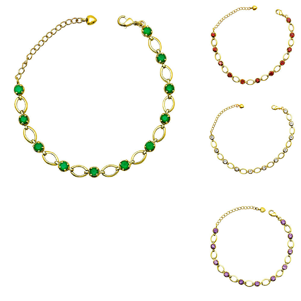 Colorful Gemstone 18K Gold Plated Bracelet – Designer Jewelry USA TGB1001 BM-1049