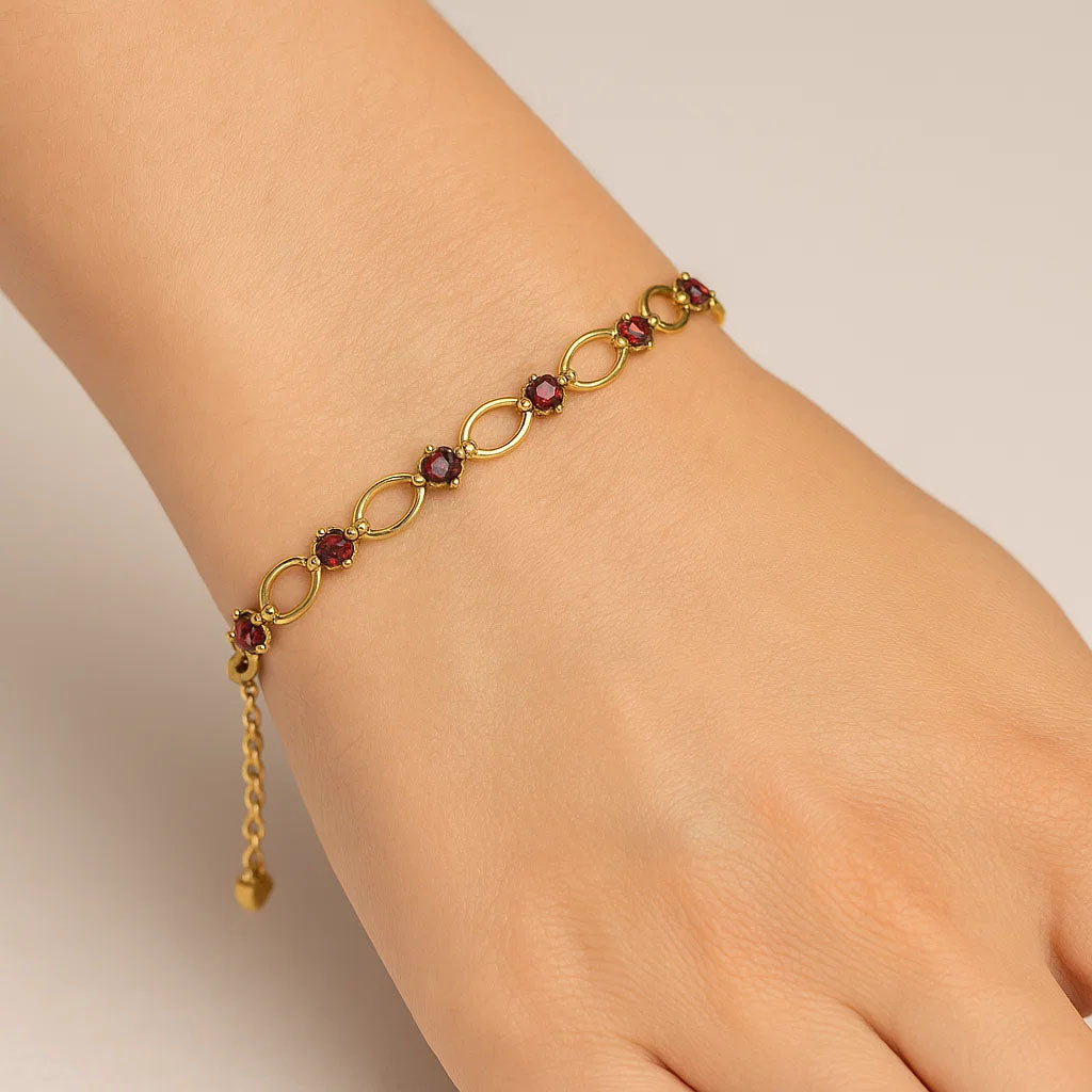 Colorful Gemstone 18K Gold Plated Bracelet – Designer Jewelry USA TGB1001 BM-1049