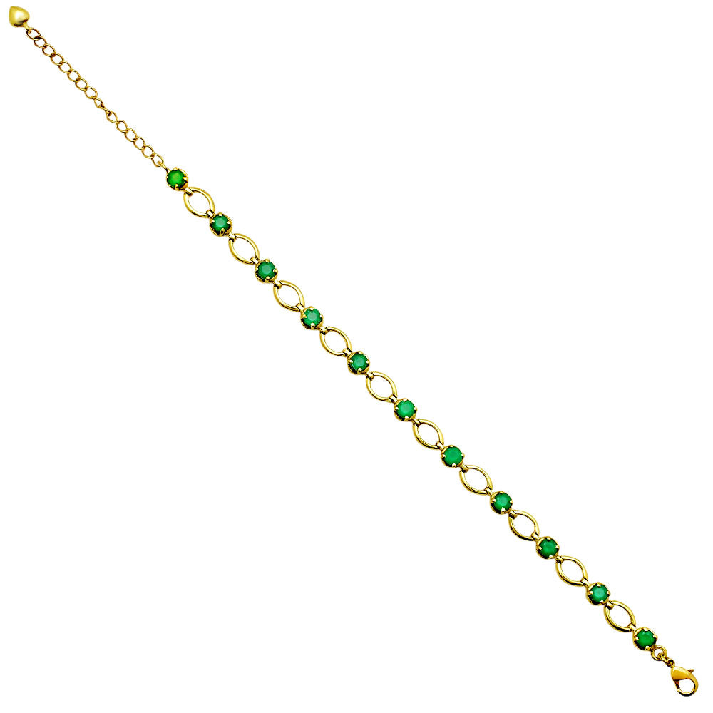 Colorful Gemstone 18K Gold Plated Bracelet – Designer Jewelry USA TGB1001 BM-1049