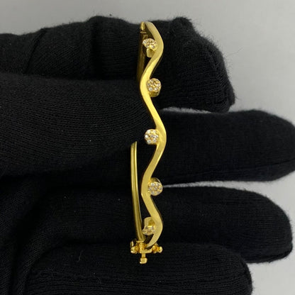 18K Gold Plated CZ Dot Wave Cuff Bangle Bracelet Jewelry for Women TGB1002 BM-1052