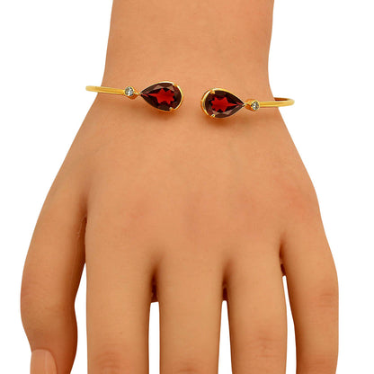 18K Gold Over Brass Pear Cut Gemstone with CZ Bangle Bracelet for Women TGB1003 BM-1051