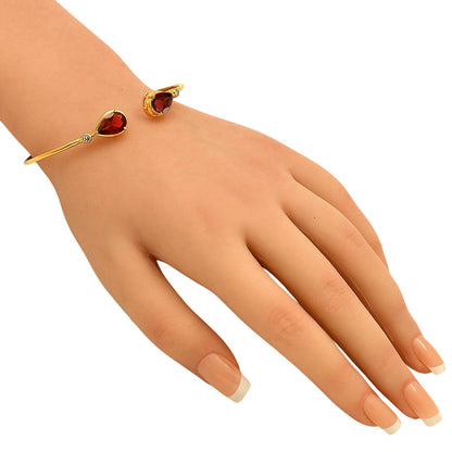 18K Gold Over Brass Pear Cut Gemstone with CZ Bangle Bracelet for Women TGB1003 BM-1051
