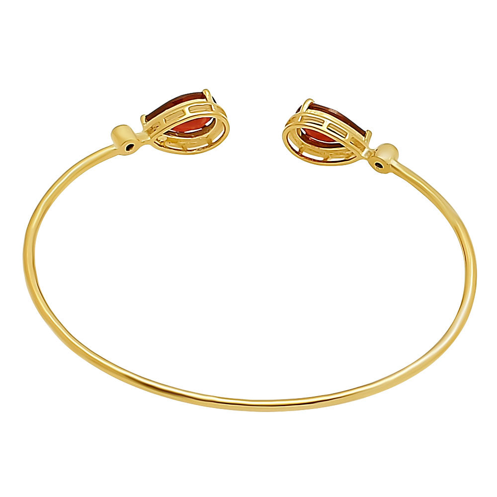 18K Gold Over Brass Pear Cut Gemstone with CZ Bangle Bracelet for Women TGB1003 BM-1051