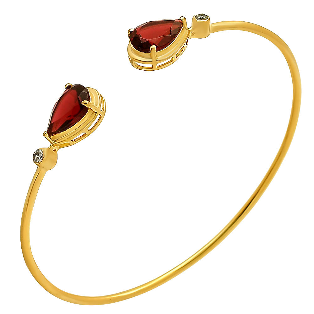 18K Gold Over Brass Pear Cut Gemstone with CZ Bangle Bracelet for Women TGB1003 BM-1051