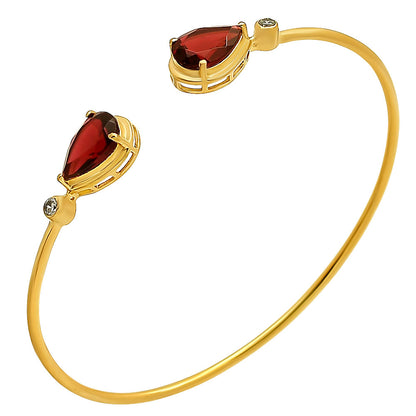 18K Gold Over Brass Pear Cut Gemstone with CZ Bangle Bracelet for Women TGB1003 BM-1051