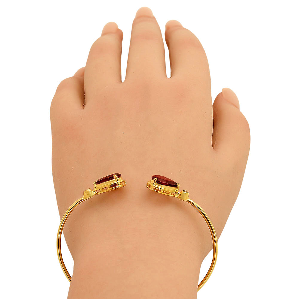 18K Gold Over Brass Pear Cut Gemstone with CZ Bangle Bracelet for Women TGB1003 BM-1051