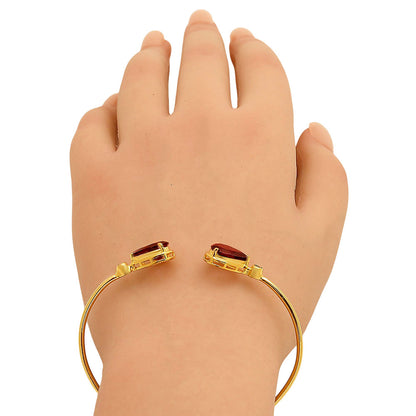 18K Gold Over Brass Pear Cut Gemstone with CZ Bangle Bracelet for Women TGB1003 BM-1051