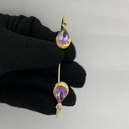 18K Gold Plated Pear Cut Gemstone with CZ Bangle Bracelet for Women TGB1003 BM-1051