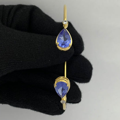 18K Gold Plated Pear Cut Gemstone with CZ Bangle Bracelet for Women TGB1003 BM-1051