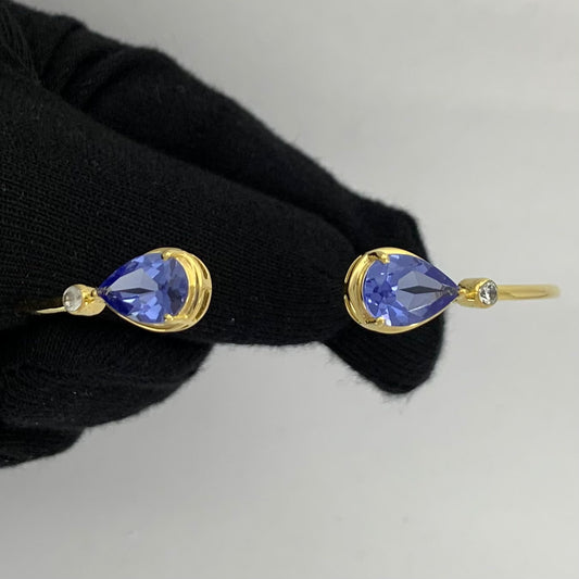 18K Gold Plated Pear Cut Gemstone with CZ Bangle Bracelet for Women TGB1003 BM-1051